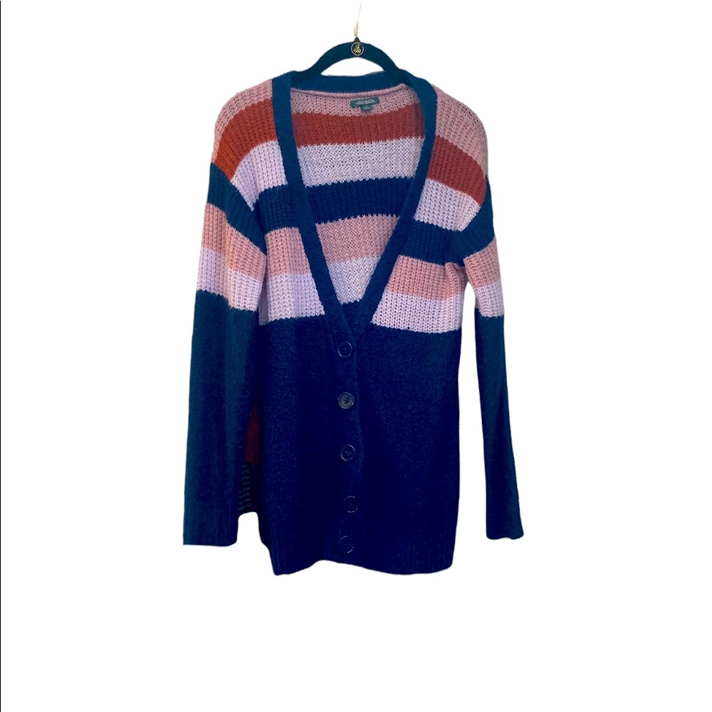 Wild Fable women’s navy with rust and pink stripes long sleeve cardigan